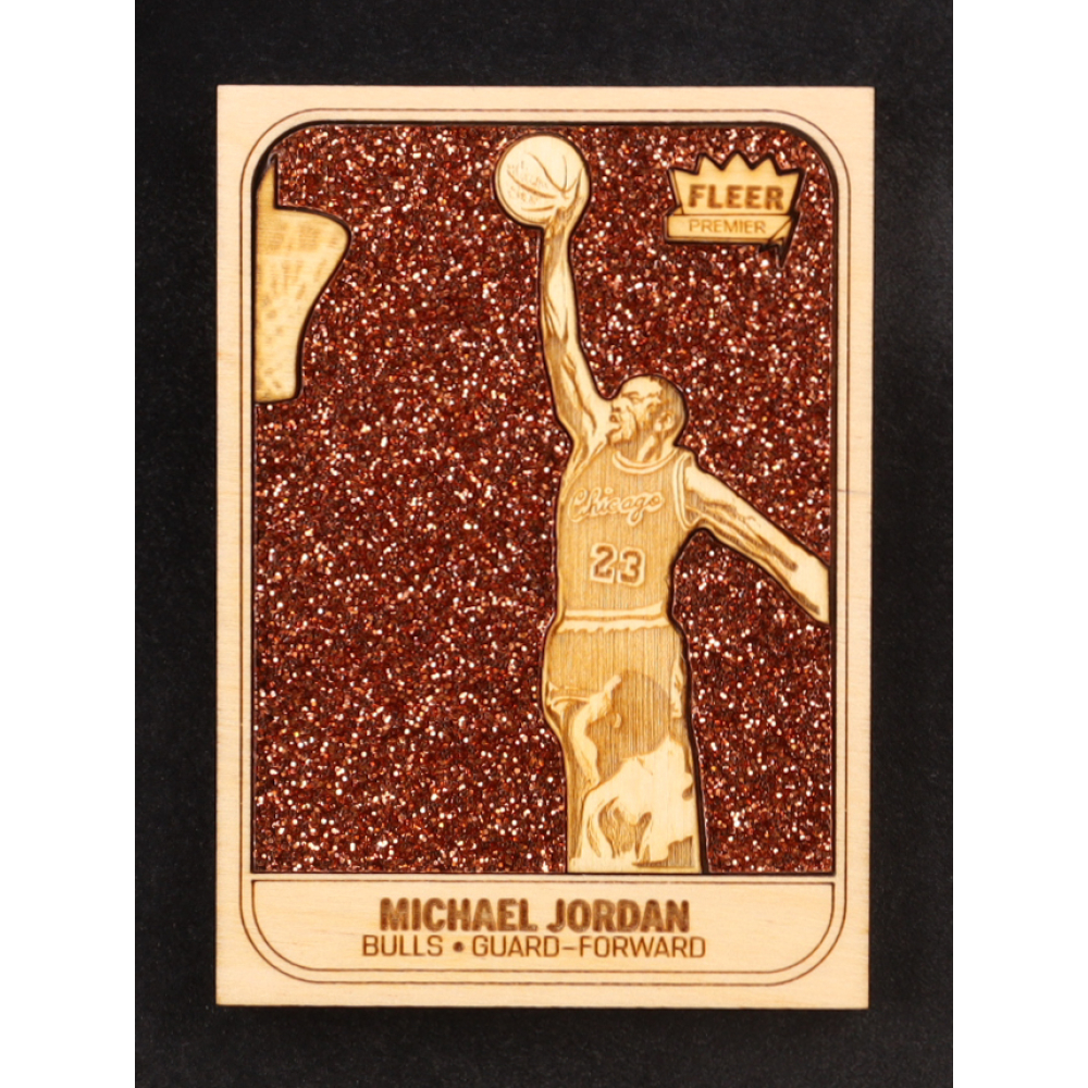 Michael Jordan Custom Wood Art Trading Card at PristineAuction.com