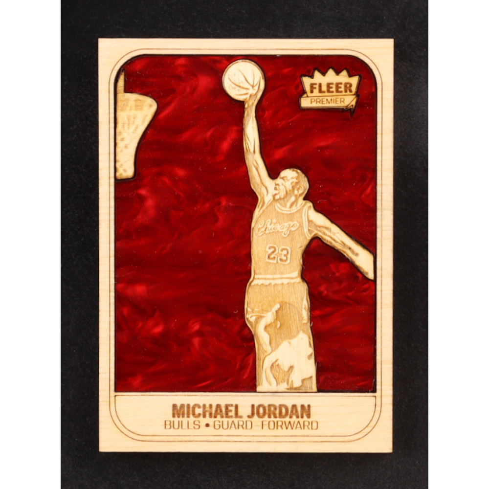 Michael Jordan Custom Wood Art Trading Card at PristineAuction.com