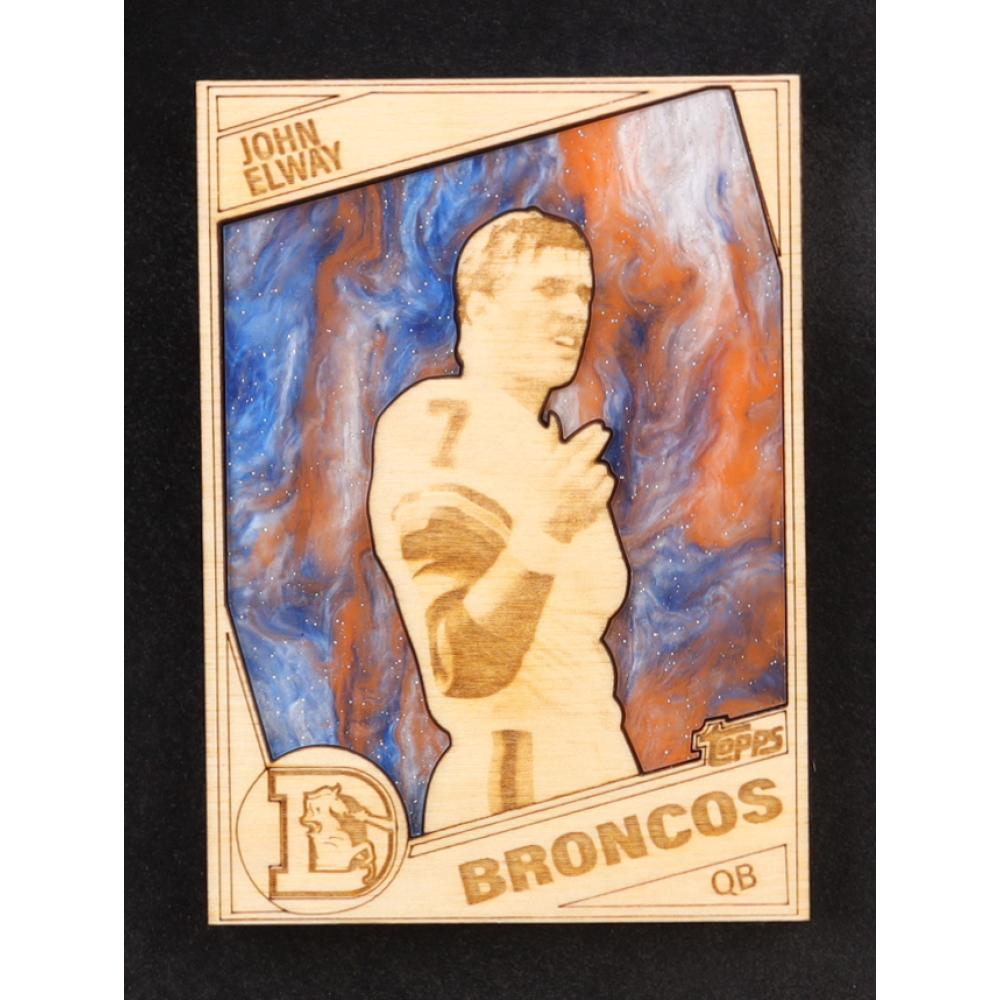 John Elway Custom Wood Art Trading Card at PristineAuction.com