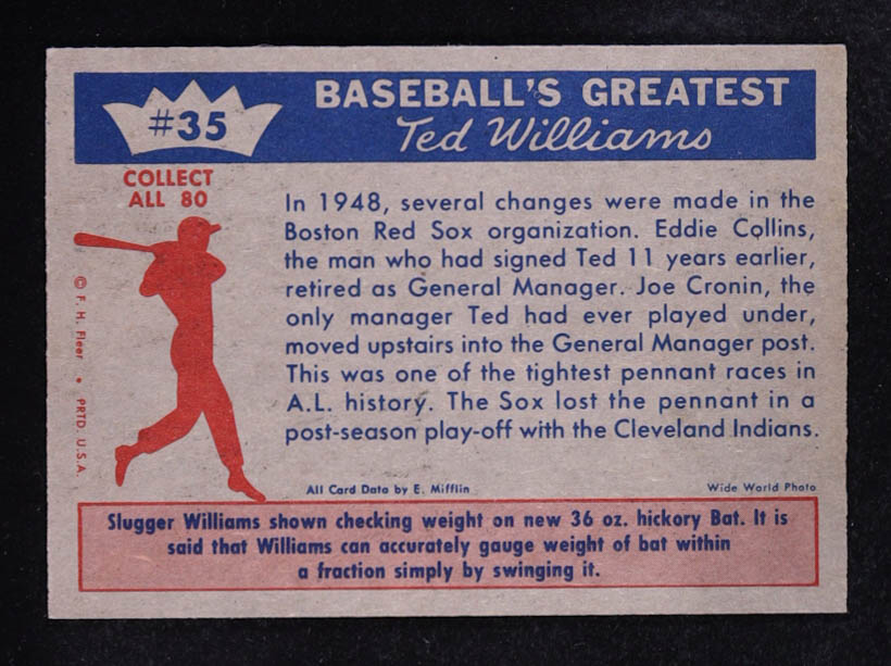 Ted Williams 1959 Fleer Ted Williams / Sox Miss Pennant #35 at PristineAuction.com Ted Williams 1959 Fleer Ted Williams / Sox Miss Pennant #35 at PristineAuction.com