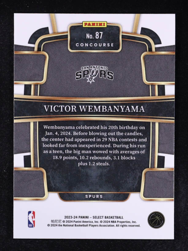 Victor Wembanyama 2023-24 Select Blue #87 RC at PristineAuction.com Victor Wembanyama 2023-24 Select Blue #87 RC at PristineAuction.com