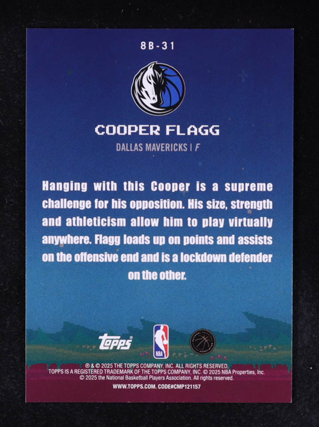 Cooper Flagg 2025-26 Topps 8-Bit Ballers #8B31 RC at PristineAuction.com Cooper Flagg 2025-26 Topps 8-Bit Ballers #8B31 RC at PristineAuction.com