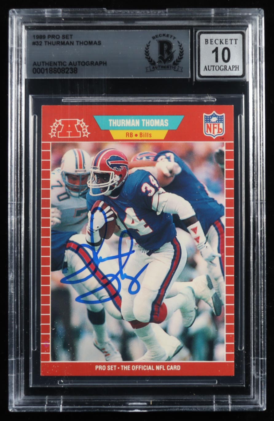 Thurman Thomas Signed 1989 Pro Set #32 RC (BGS | Auto 10) at PristineAuction.com Thurman Thomas Signed 1989 Pro Set #32 RC (BGS | Auto 10) at PristineAuction.com