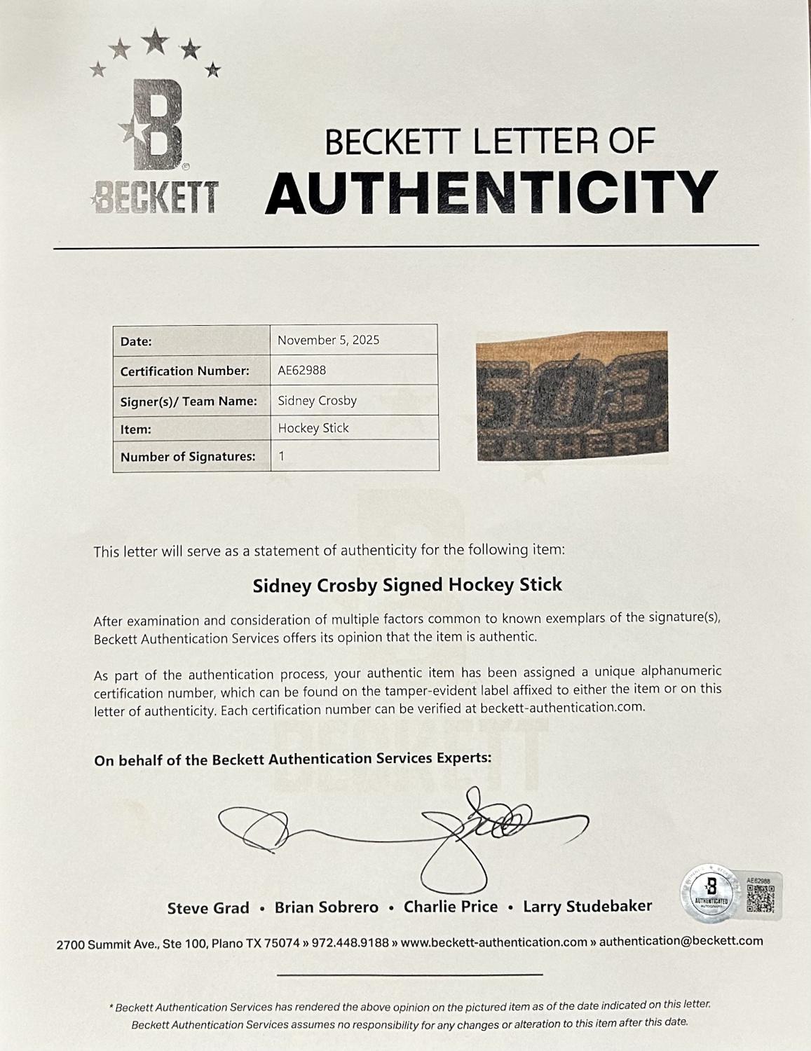 Sidney Crosby Signed Sher-Wood PMOSC 5030 Hockey Stick (Beckett) at PristineAuction.com Sidney Crosby Signed Sher-Wood PMOSC 5030 Hockey Stick (Beckett) at PristineAuction.com