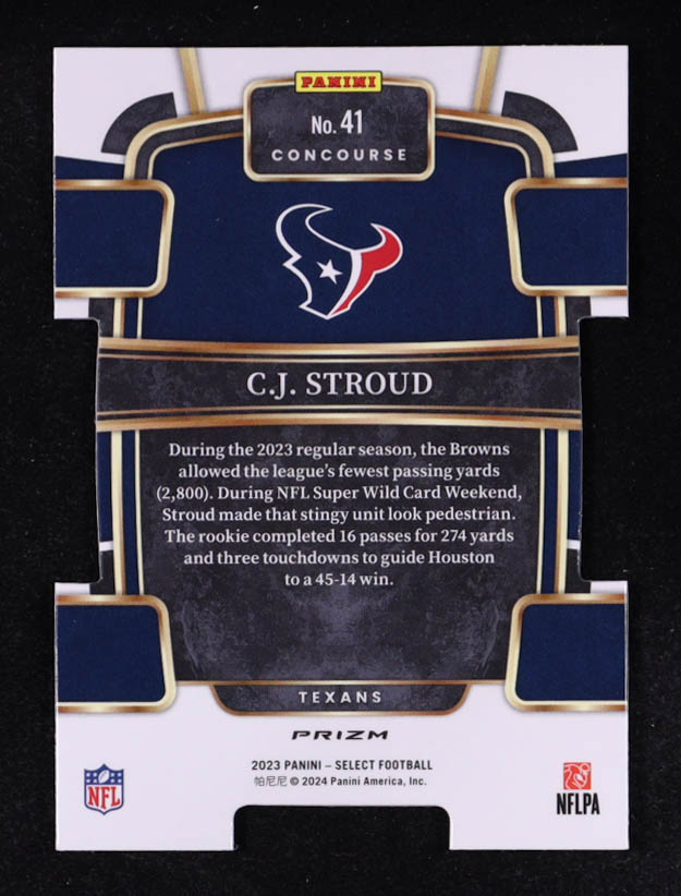 CJ Stroud 2023 Select Prizm Black and Red Die Cut #41 RC at PristineAuction.com CJ Stroud 2023 Select Prizm Black and Red Die Cut #41 RC at PristineAuction.com