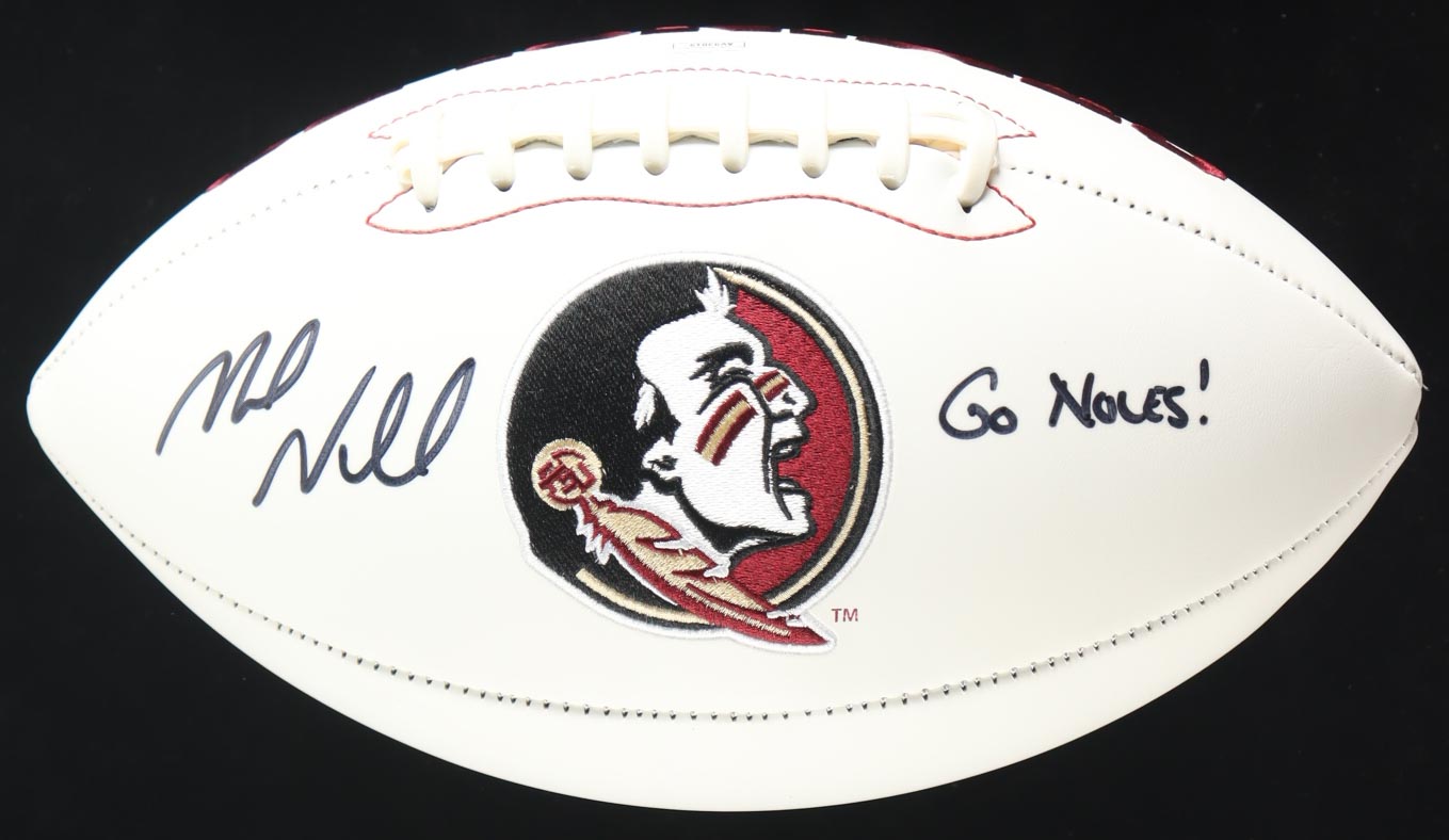 Mike Norvell Signed Florida State Seminoles Logo White Panel Football Inscribed "Go Noles!" (JSA) at PristineAuction.com Mike Norvell Signed Florida State Seminoles Logo White Panel Football Inscribed "Go Noles!" (JSA) at PristineAuction.com
