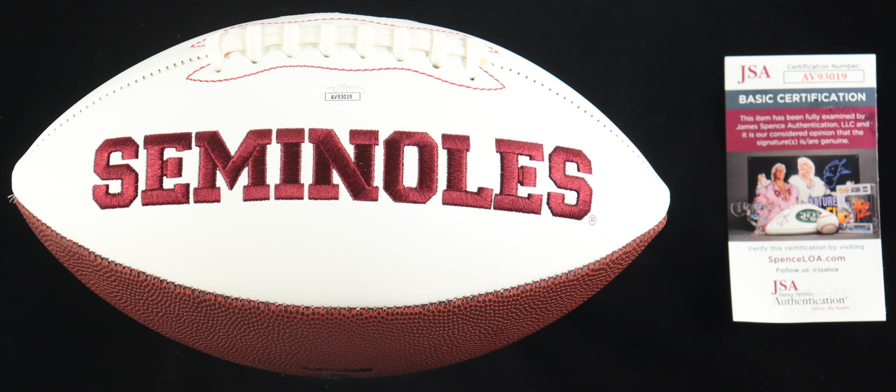 Mike Norvell Signed Florida State Seminoles Logo White Panel Football Inscribed "Go Noles!" (JSA) at PristineAuction.com Mike Norvell Signed Florida State Seminoles Logo White Panel Football Inscribed "Go Noles!" (JSA) at PristineAuction.com