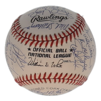1980 Mets ONL Baseball Signed By (30) with Darryl Strawberry, Doc Gooden, Howard Johnson, David Cone (SportsCards.com) at PristineAuction.com 1980 Mets ONL Baseball Signed By (30) with Darryl Strawberry, Doc Gooden, Howard Johnson, David Cone (SportsCards.com) at PristineAuction.com