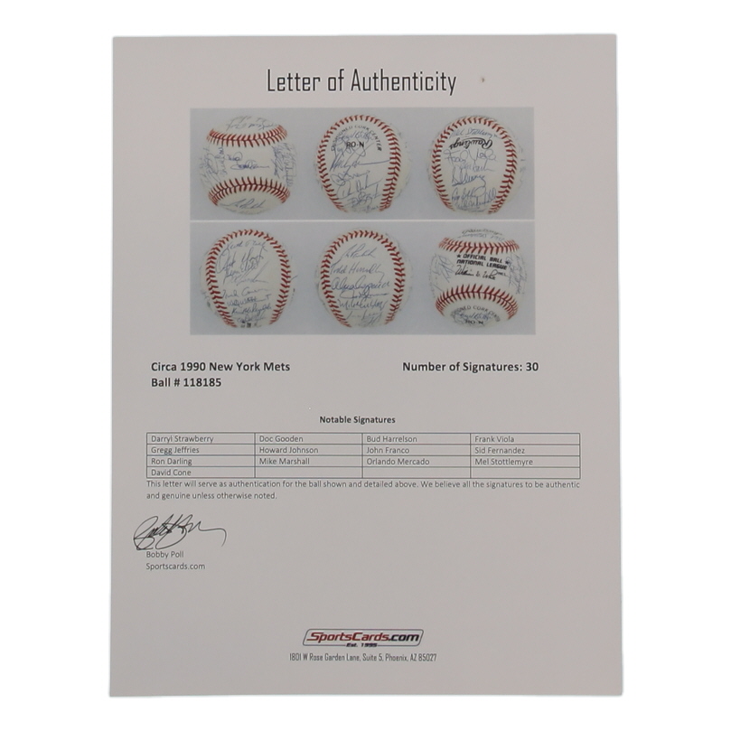 1980 Mets ONL Baseball Signed By (30) with Darryl Strawberry, Doc Gooden, Howard Johnson, David Cone (SportsCards.com) at PristineAuction.com 1980 Mets ONL Baseball Signed By (30) with Darryl Strawberry, Doc Gooden, Howard Johnson, David Cone (SportsCards.com) at PristineAuction.com