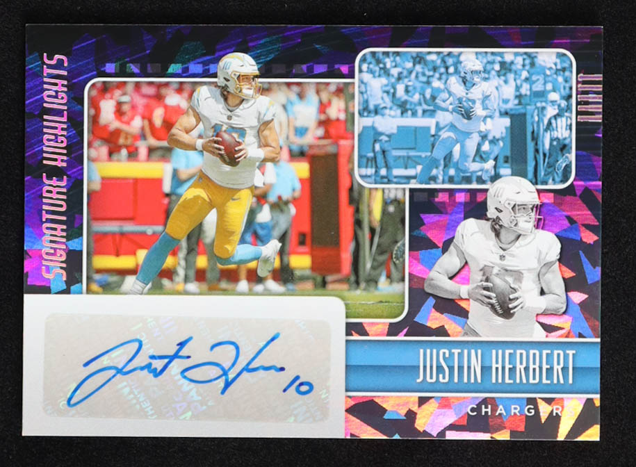 Justin Herbert 2022 Donruss Optic Signature Highlights Crystal #SH52 at PristineAuction.com Justin Herbert 2022 Donruss Optic Signature Highlights Crystal #SH52 at PristineAuction.com