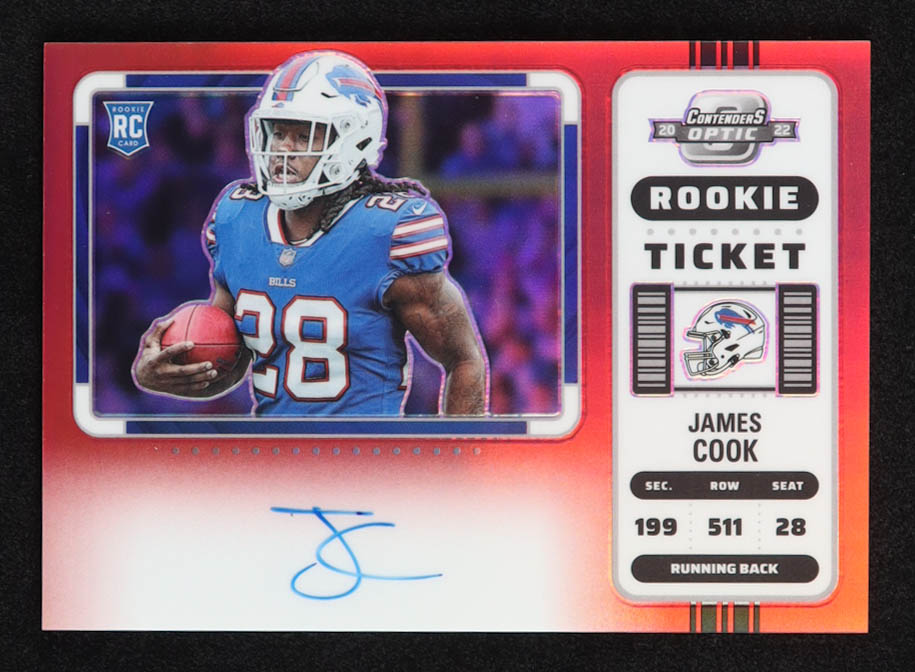James Cook 2022 Panini Contenders Optic Red Autograph #123B RC #17/50 at PristineAuction.com James Cook 2022 Panini Contenders Optic Red Autograph #123B RC #17/50 at PristineAuction.com
