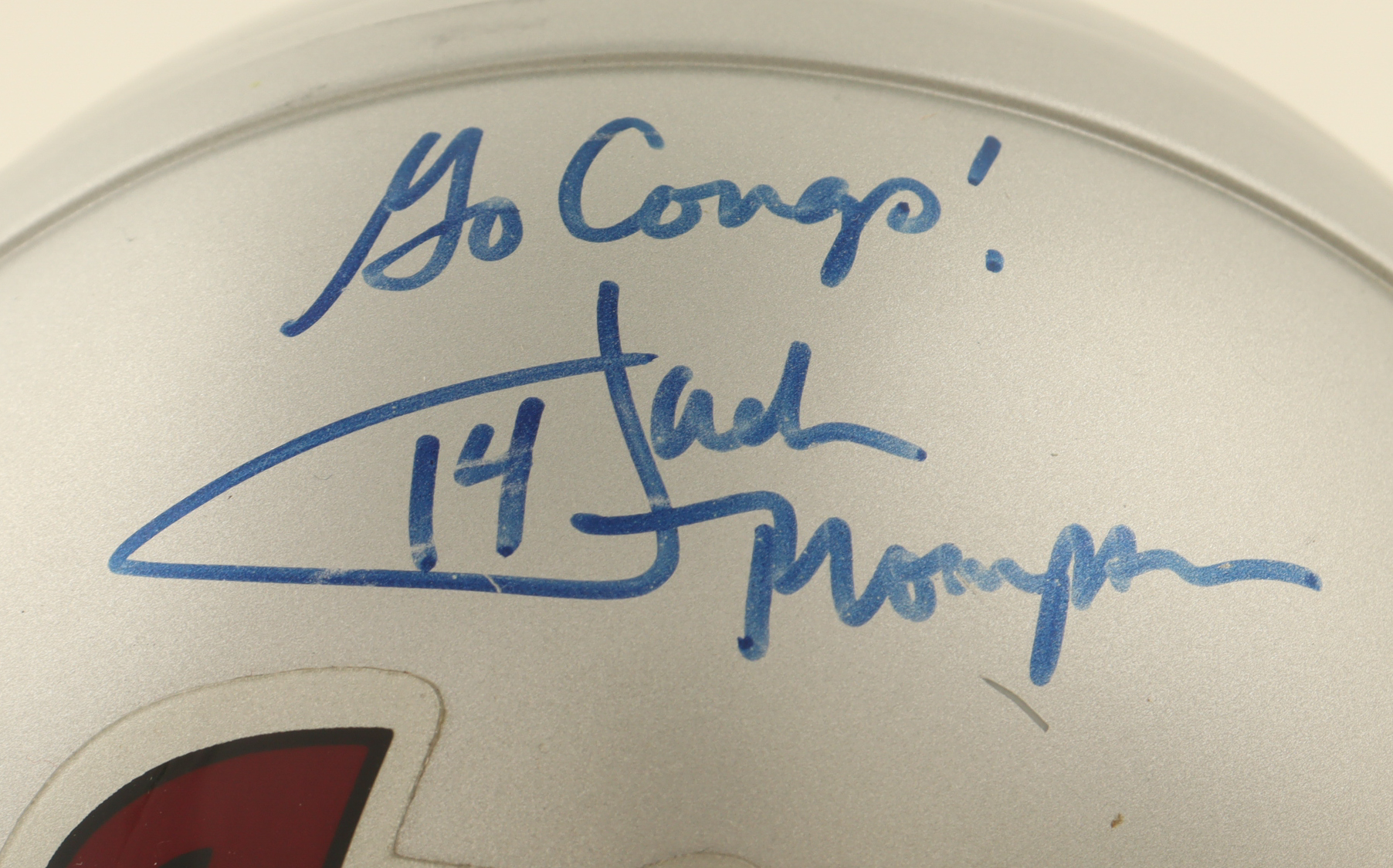 Jack Thompson Signed Washington State Cougars Mini Helmet Inscribed "Go Cougs!" (Beckett) at PristineAuction.com Jack Thompson Signed Washington State Cougars Mini Helmet Inscribed "Go Cougs!" (Beckett) at PristineAuction.com