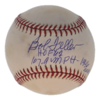 Bob Feller Signed OML Baseball Inscribed "HOF '62" & "107.9 MPH 1946" (PSA) at PristineAuction.com