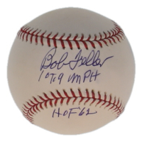 Bob Feller Signed OML Baseball Inscribed "HOF '62" & "107.9 MPH 1946" (PSA) at PristineAuction.com