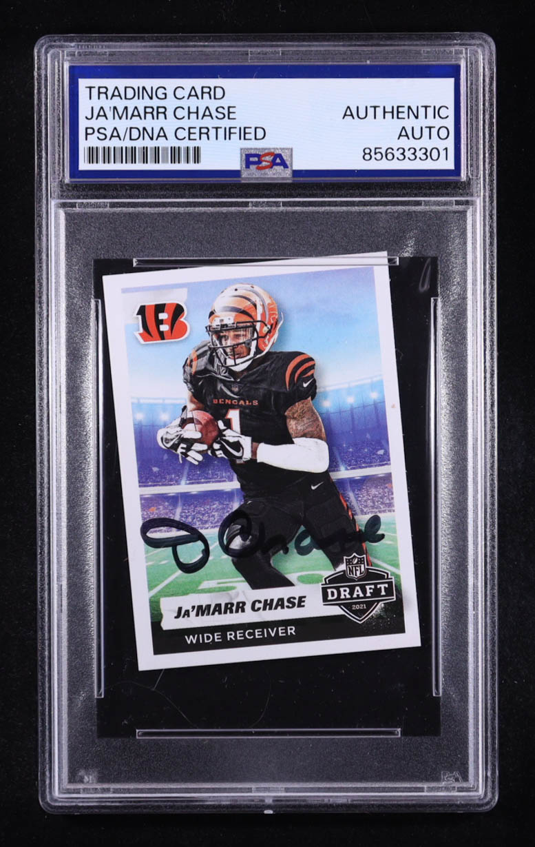 Ja'Marr Chase Signed 2021 Panini Stickers DRAFT #33 RC (PSA) at PristineAuction.com Ja'Marr Chase Signed 2021 Panini Stickers DRAFT #33 RC (PSA) at PristineAuction.com