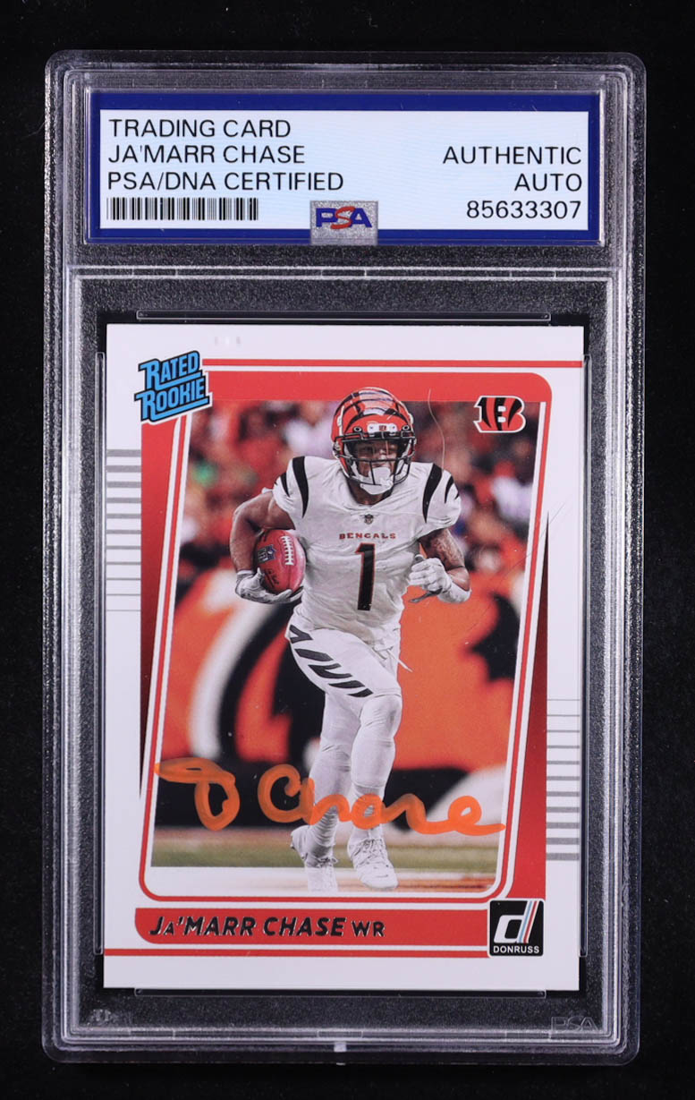 Ja'Marr Chase Signed 2021 Donruss RR #262 RC (PSA) at PristineAuction.com Ja'Marr Chase Signed 2021 Donruss RR #262 RC (PSA) at PristineAuction.com