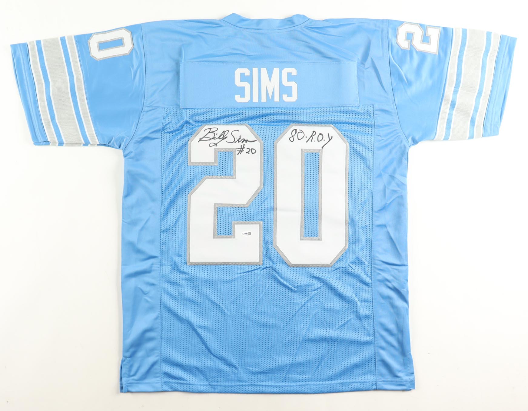 Billy Sims Signed Jersey Inscribed "80 - R.O.Y." (JSA) at PristineAuction.com Billy Sims Signed Jersey Inscribed "80 - R.O.Y." (JSA) at PristineAuction.com