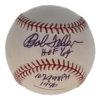 Bob Feller Signed OML Baseball Inscribed "HOF '62" & "107.9 MPH 1946" (PSA) at PristineAuction.com