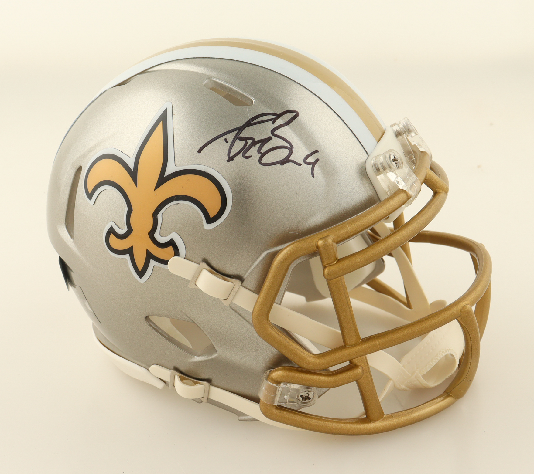 Drew Brees Signed Saints Flash Alternate Speed Mini Helmet (Beckett) at PristineAuction.com Drew Brees Signed Saints Flash Alternate Speed Mini Helmet (Beckett) at PristineAuction.com