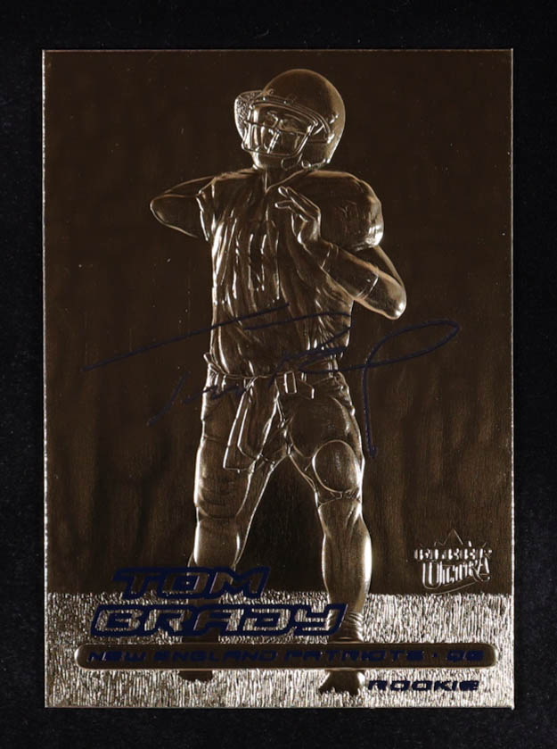 Tom Brady 2000 Fleer Ultra 23KT Gold Blue Metallic Signature Series #NNO RC at PristineAuction.com Tom Brady 2000 Fleer Ultra 23KT Gold Blue Metallic Signature Series #NNO RC at PristineAuction.com