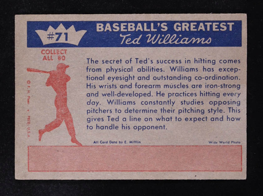 Ted Williams 1959 Fleer Ted Williams #71 at PristineAuction.com Ted Williams 1959 Fleer Ted Williams #71 at PristineAuction.com