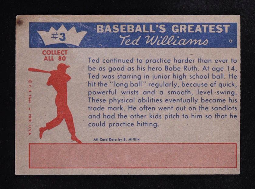 Ted Williams 1959 Fleer Ted Williams #3 at PristineAuction.com Ted Williams 1959 Fleer Ted Williams #3 at PristineAuction.com
