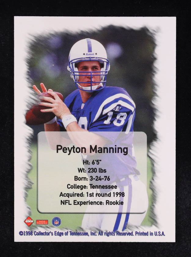 Peyton Manning 1998 Collector's Edge Silver #NN RC at PristineAuction.com Peyton Manning 1998 Collector's Edge Silver #NN RC at PristineAuction.com