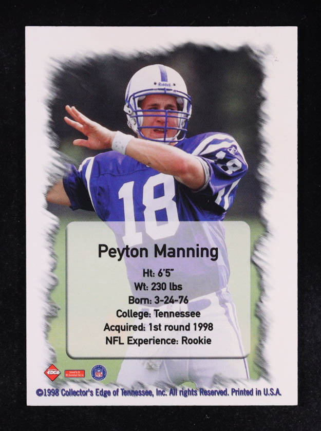 Peyton Manning 1998 Collector's Edge Silver #NN RC at PristineAuction.com Peyton Manning 1998 Collector's Edge Silver #NN RC at PristineAuction.com