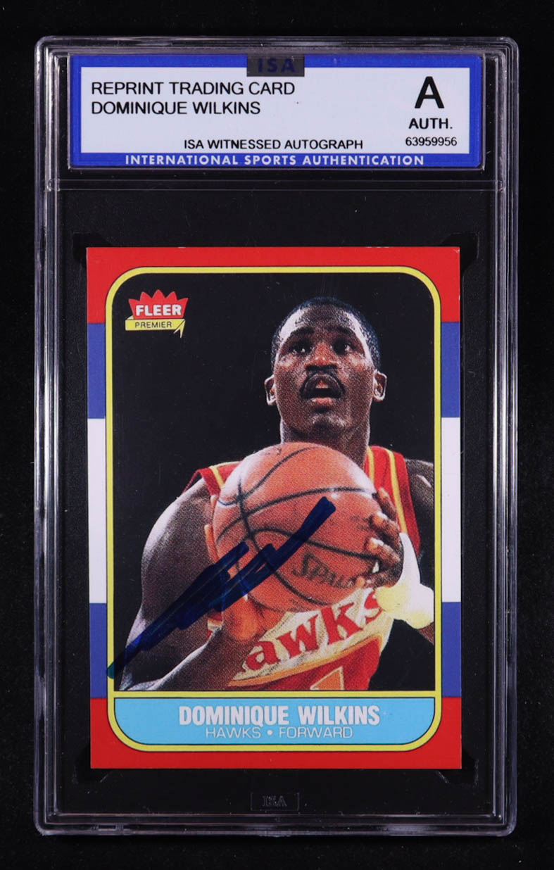 Dominique Wilkins Signed 1986-87 Fleer #121 Rookie Reprint Card (ISA) at PristineAuction.com Dominique Wilkins Signed 1986-87 Fleer #121 Rookie Reprint Card (ISA) at PristineAuction.com