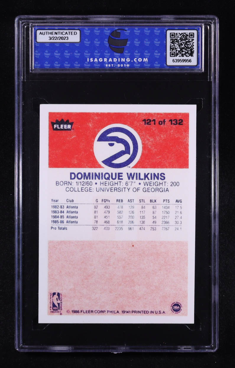 Dominique Wilkins Signed 1986-87 Fleer #121 Rookie Reprint Card (ISA) at PristineAuction.com Dominique Wilkins Signed 1986-87 Fleer #121 Rookie Reprint Card (ISA) at PristineAuction.com