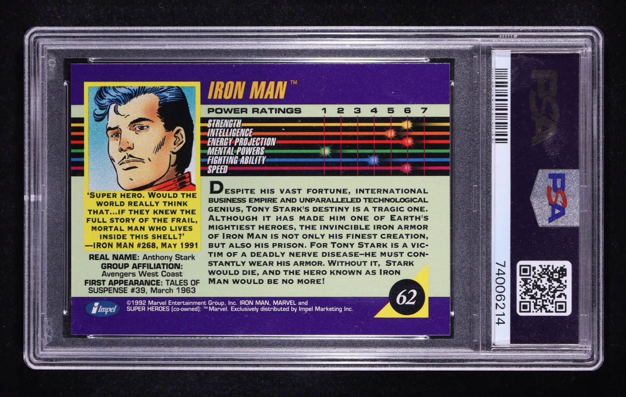 Iron Man 1992 Impel Marvel Universe #62 (PSA 10) at PristineAuction.com Iron Man 1992 Impel Marvel Universe #62 (PSA 10) at PristineAuction.com