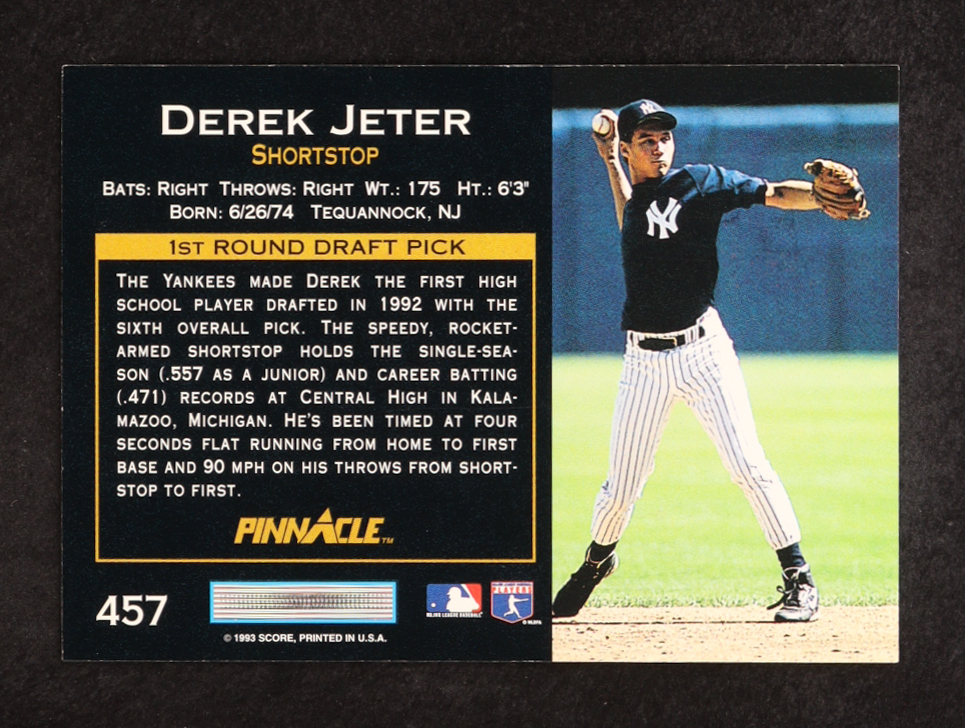 Derek Jeter 1993 Pinnacle #457 RC at PristineAuction.com Derek Jeter 1993 Pinnacle #457 RC at PristineAuction.com