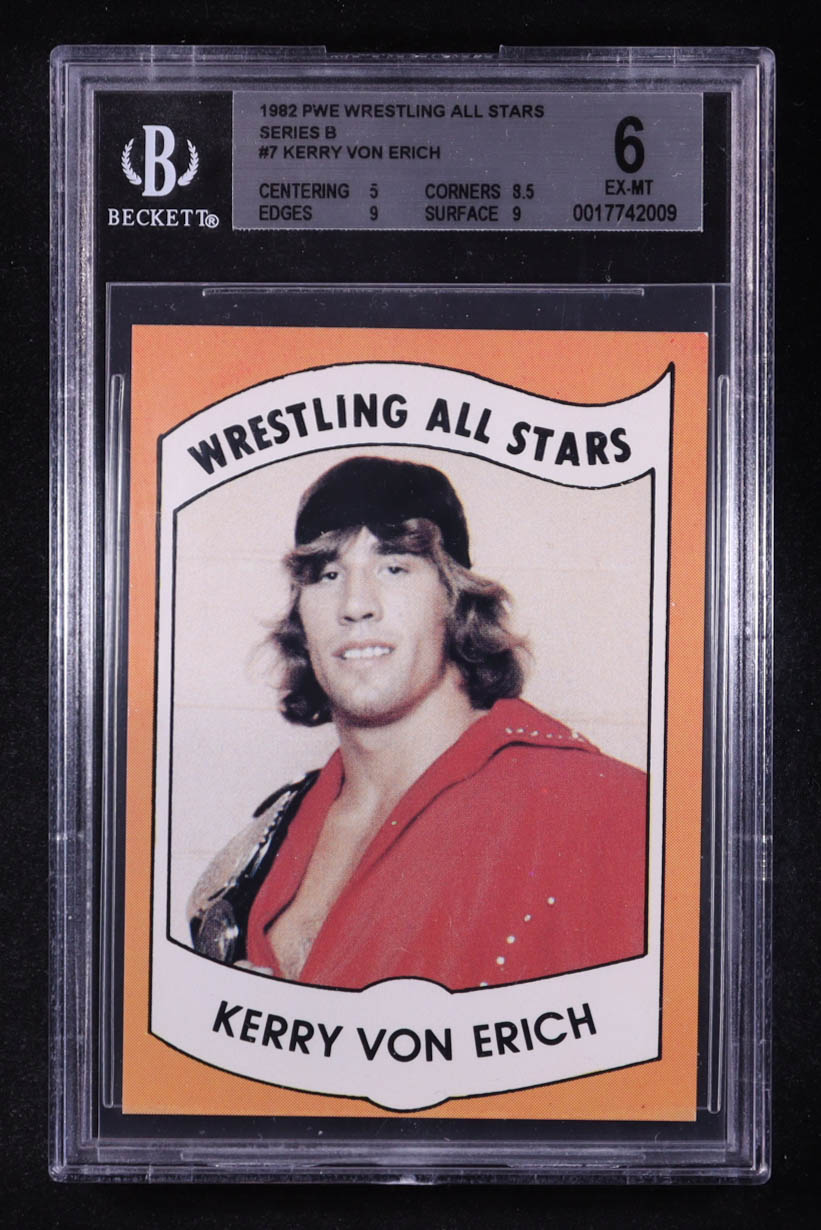 Kerry Von Erich 1982 PWE Wrestling All-Stars Series B #7 (BGS 6) at PristineAuction.com Kerry Von Erich 1982 PWE Wrestling All-Stars Series B #7 (BGS 6) at PristineAuction.com