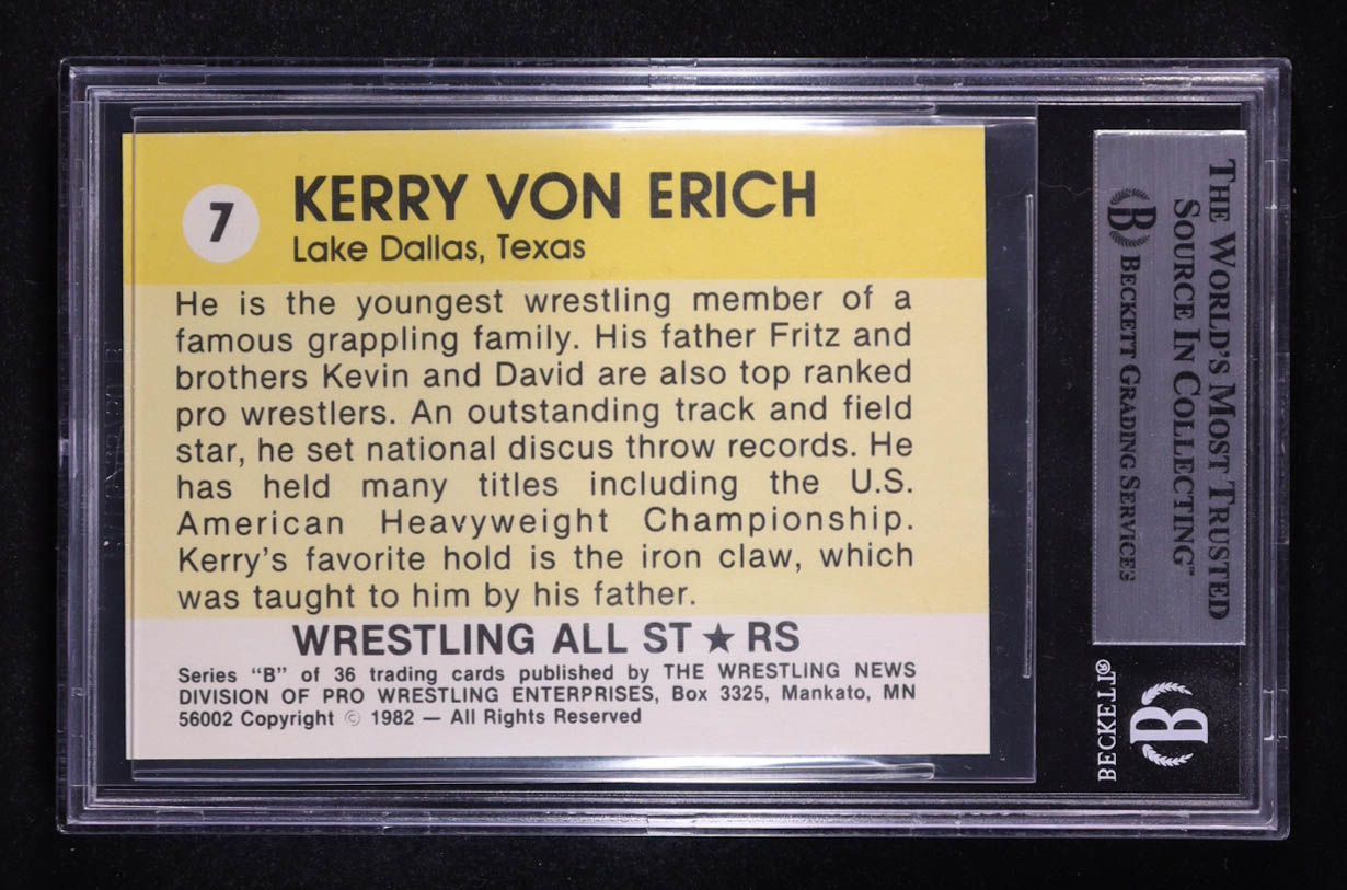 Kerry Von Erich 1982 PWE Wrestling All-Stars Series B #7 (BGS 6) at PristineAuction.com Kerry Von Erich 1982 PWE Wrestling All-Stars Series B #7 (BGS 6) at PristineAuction.com