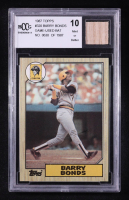 Barry Bonds 1987 Topps #320 RC With Game-Used Bat Relic #630/1987 (BCCG 10) at PristineAuction.com