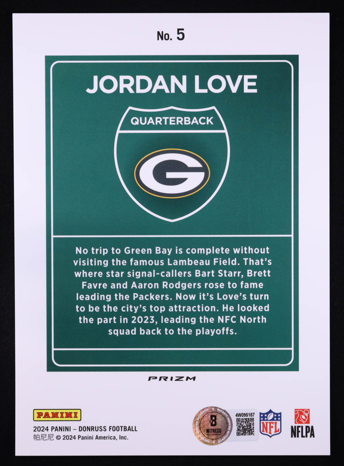 Jordan Love Signed 2024 Donruss Football Downtown Oversized #5 (Beckett) at PristineAuction.com Jordan Love Signed 2024 Donruss Football Downtown Oversized #5 (Beckett) at PristineAuction.com