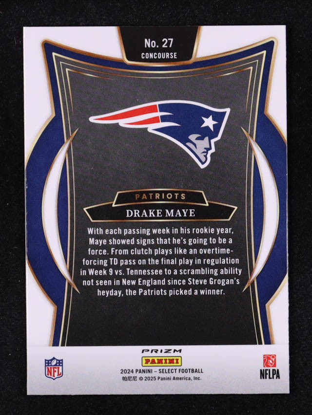Drake Maye 2024 Select Prizm Red and Yellow Shock #27 RC at PristineAuction.com Drake Maye 2024 Select Prizm Red and Yellow Shock #27 RC at PristineAuction.com