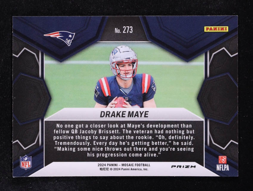Drake Maye 2024 Panini Mosaic Mosaic Camo Pink #273 DEB RC at PristineAuction.com Drake Maye 2024 Panini Mosaic Mosaic Camo Pink #273 DEB RC at PristineAuction.com