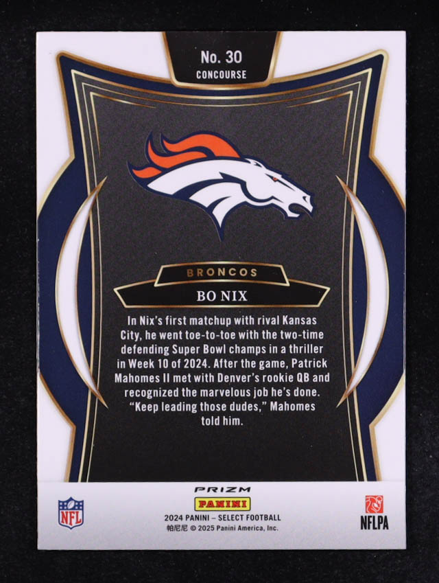Bo Nix 2024 Select Prizm Black and Green Shock #30 RC at PristineAuction.com Bo Nix 2024 Select Prizm Black and Green Shock #30 RC at PristineAuction.com