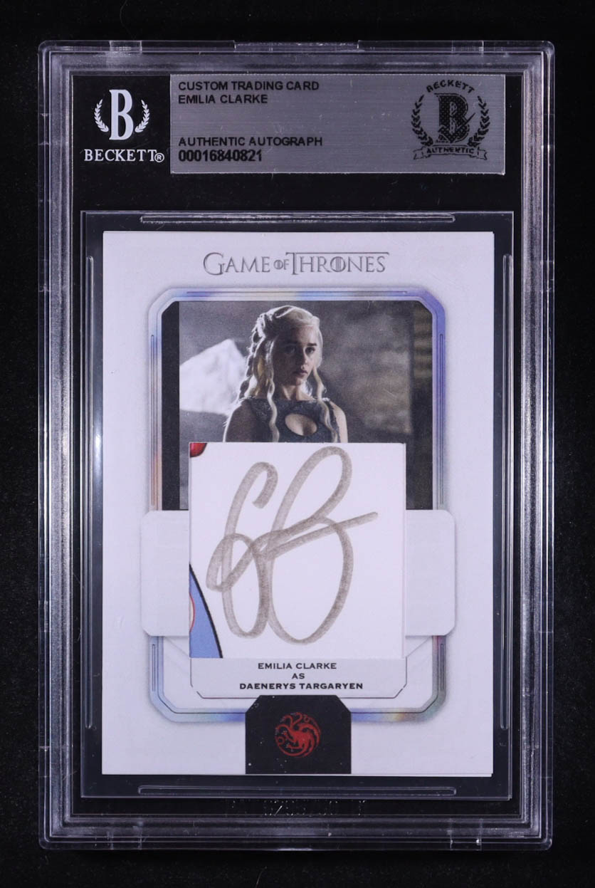 Emilia Clarke Signed Custom Game Of Thrones Trading Card (BGS) at PristineAuction.com Emilia Clarke Signed Custom Game Of Thrones Trading Card (BGS) at PristineAuction.com