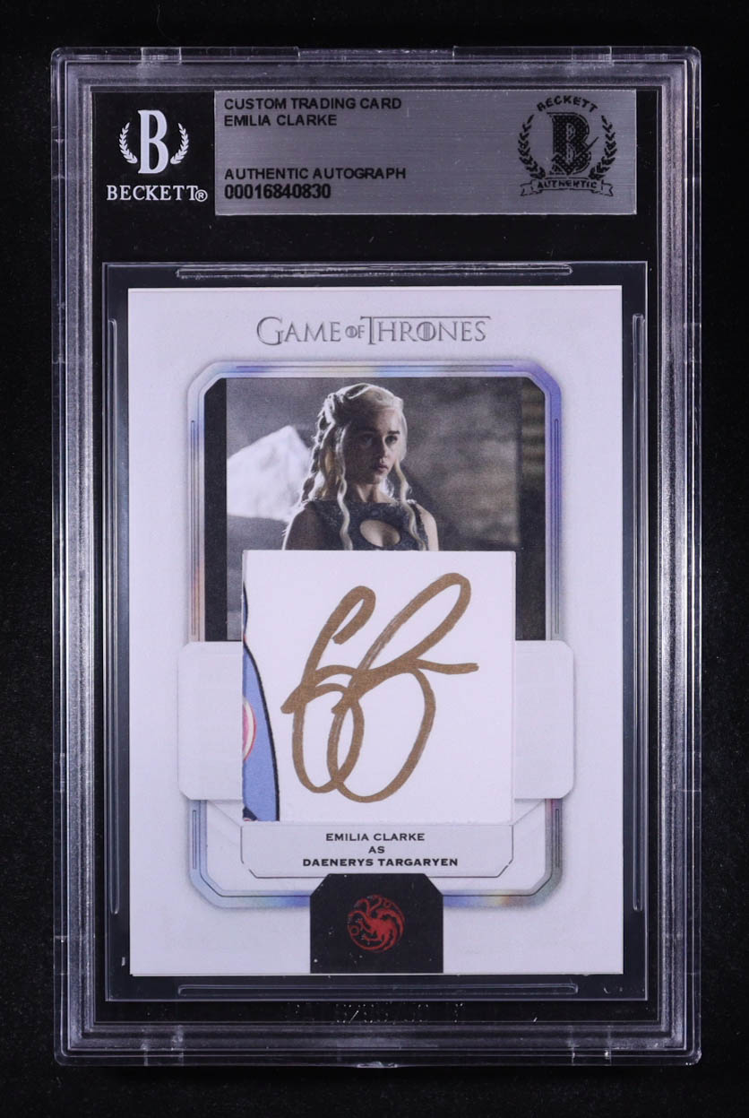 Emilia Clarke Signed Custom Game Of Thrones Trading Card (BGS) at PristineAuction.com Emilia Clarke Signed Custom Game Of Thrones Trading Card (BGS) at PristineAuction.com