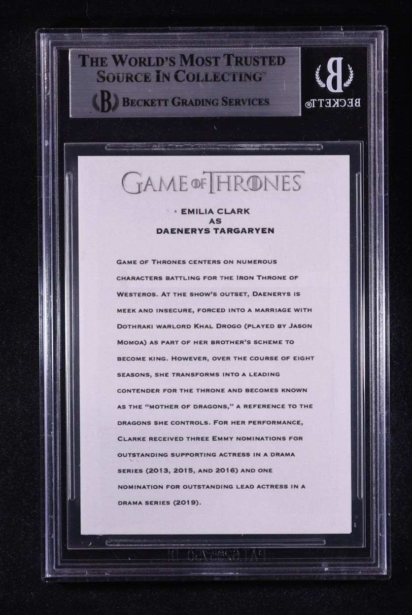 Emilia Clarke Signed Custom Game Of Thrones Trading Card (BGS) at PristineAuction.com Emilia Clarke Signed Custom Game Of Thrones Trading Card (BGS) at PristineAuction.com