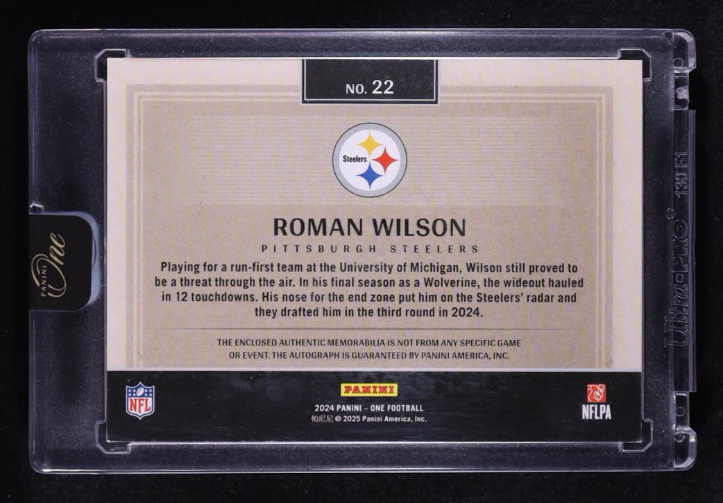 Roman Wilson 2024 Panini One #22 Jersey Autograph RC #11/199 at PristineAuction.com Roman Wilson 2024 Panini One #22 Jersey Autograph RC #11/199 at PristineAuction.com
