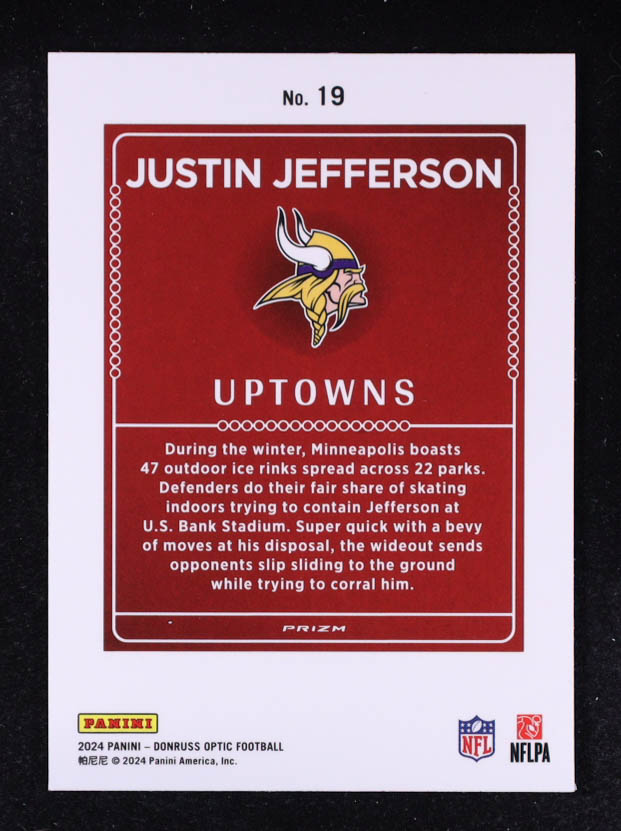Justin Jefferson 2024 Donruss Optic Uptowns #19 at PristineAuction.com Justin Jefferson 2024 Donruss Optic Uptowns #19 at PristineAuction.com