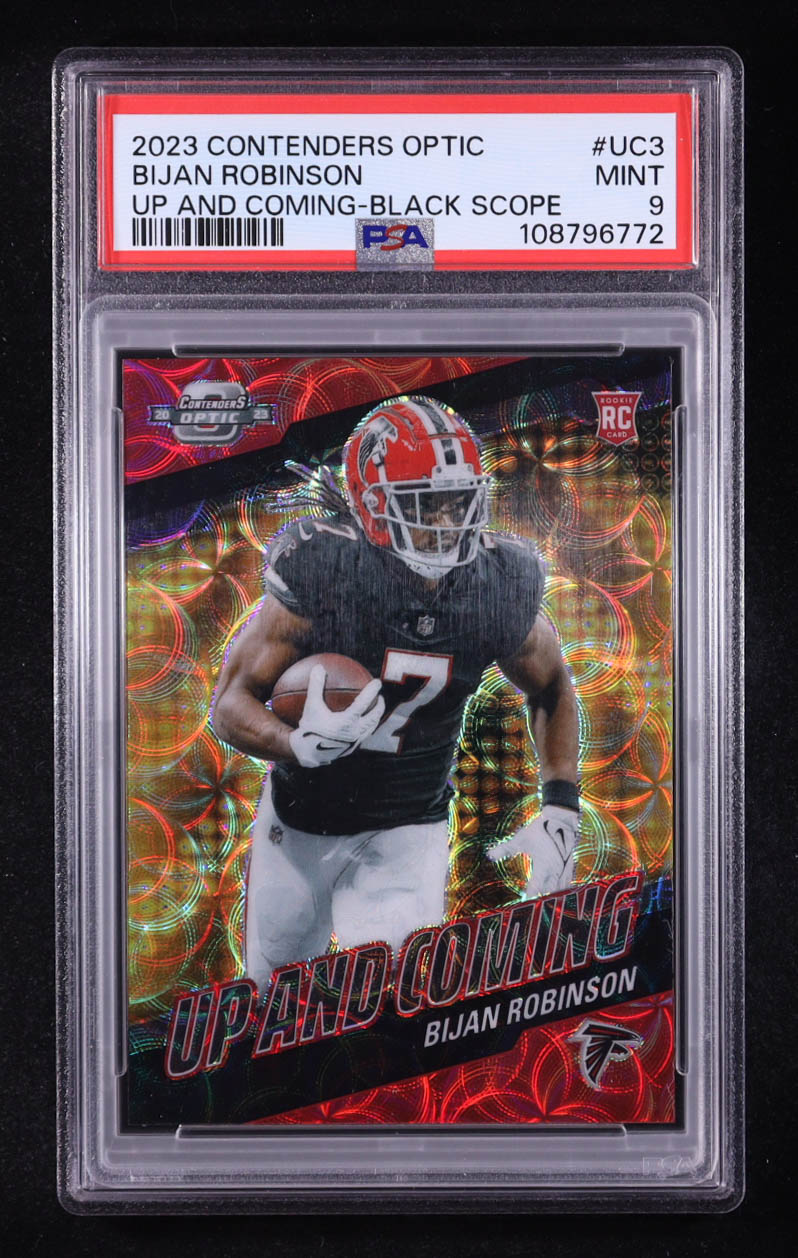 Bijan Robinson 2023 Panini Contenders Optic Up and Coming Black Scope #3 RC #2/25 (PSA 9) at PristineAuction.com Bijan Robinson 2023 Panini Contenders Optic Up and Coming Black Scope #3 RC #2/25 (PSA 9) at PristineAuction.com