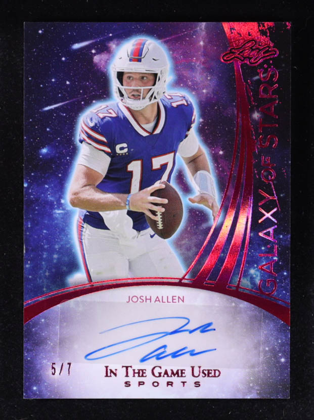 Josh Allen 2024 Leaf In The Game Used Galaxy of Stars Autographs Pink #GSJA1 #5/7 at PristineAuction.com Josh Allen 2024 Leaf In The Game Used Galaxy of Stars Autographs Pink #GSJA1 #5/7 at PristineAuction.com