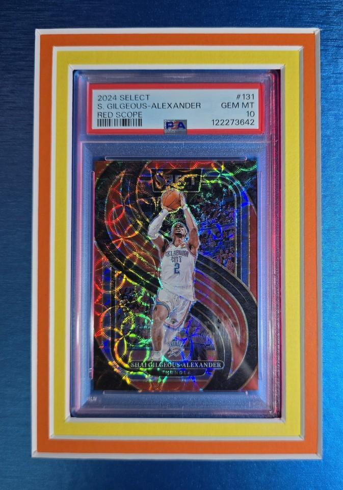 Shai Gilgeous-Alexander Signed Thunder Custom Framed Nike Jersey with LED Display & (2) PSA 10 Graded Cards (JSA) at PristineAuction.com Shai Gilgeous-Alexander Signed Thunder Custom Framed Nike Jersey with LED Display & (2) PSA 10 Graded Cards (JSA) at PristineAuction.com