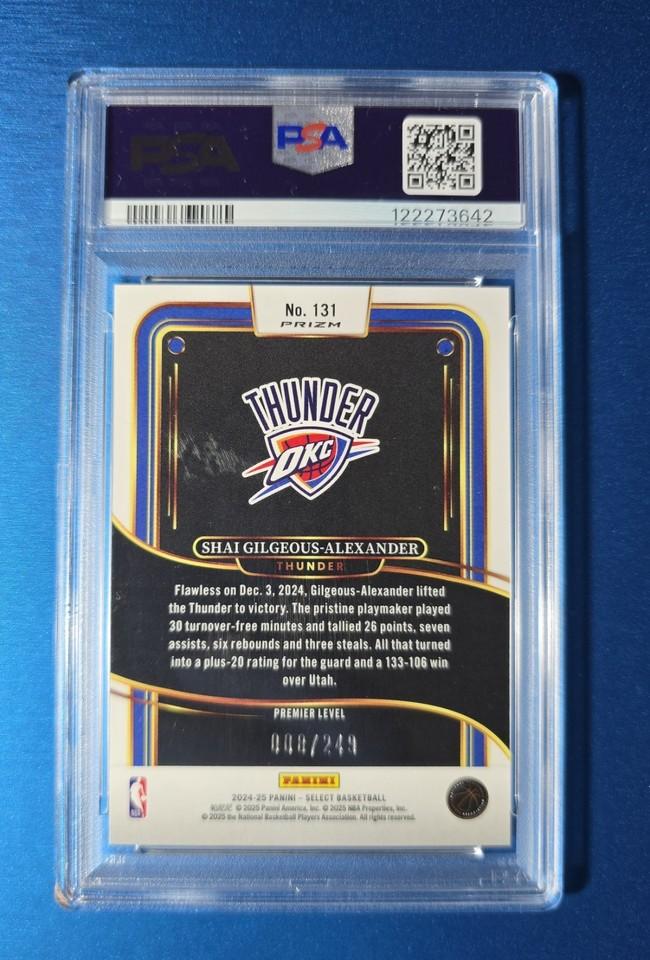 Shai Gilgeous-Alexander Signed Thunder Custom Framed Nike Jersey with LED Display & (2) PSA 10 Graded Cards (JSA) at PristineAuction.com Shai Gilgeous-Alexander Signed Thunder Custom Framed Nike Jersey with LED Display & (2) PSA 10 Graded Cards (JSA) at PristineAuction.com