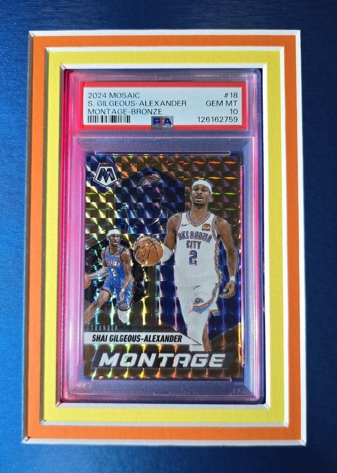 Shai Gilgeous-Alexander Signed Thunder Custom Framed Nike Jersey with LED Display & (2) PSA 10 Graded Cards (JSA) at PristineAuction.com Shai Gilgeous-Alexander Signed Thunder Custom Framed Nike Jersey with LED Display & (2) PSA 10 Graded Cards (JSA) at PristineAuction.com