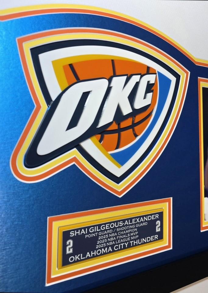 Shai Gilgeous-Alexander Signed Thunder Custom Framed Nike Jersey with LED Display & (2) PSA 10 Graded Cards (JSA) at PristineAuction.com Shai Gilgeous-Alexander Signed Thunder Custom Framed Nike Jersey with LED Display & (2) PSA 10 Graded Cards (JSA) at PristineAuction.com